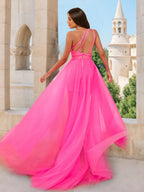A-Line One-Shoulder Sleeveless Detachable Prom Dresses