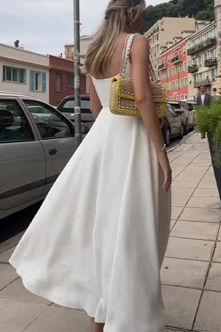 Celeste Charm - Vestido midi con escote cuadrado 
