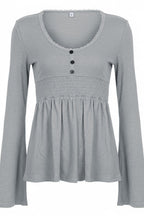 Casual Solid Deep V A Line Elastic Blouse
