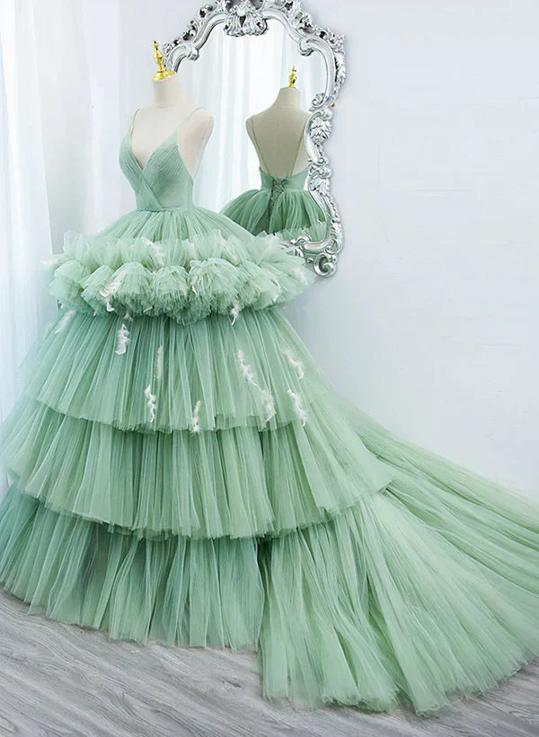 Vestido de tul en capas con espalda baja, vestido dulce, vestido de quinceañera