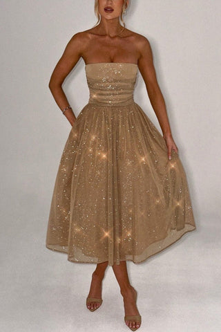 Sexy schulterfreies, rückenfreies Maxikleid mit Schleife