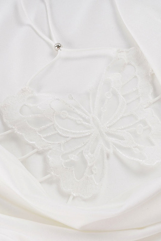 Solid Color Bow Tie Backless T‑shirt