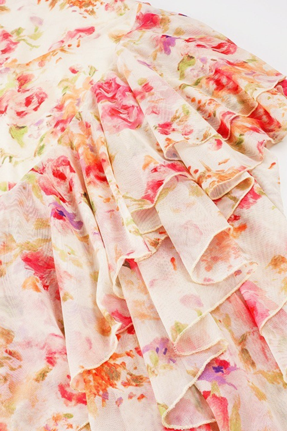 Irregular Hem Floral Halter Maxi Dress