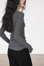 Semi-Sheer Unique Fitted Knit Top