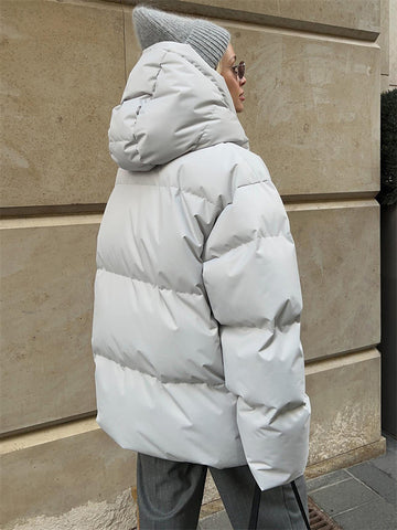 Sudadera holgada con capucha y bolsillos para mujer, parka de invierno, con cremallera, estilo urbano, estilo patchwork, 2023 