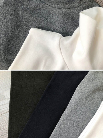 Camiseta informal de manga larga y cuello alto en 6 colores 