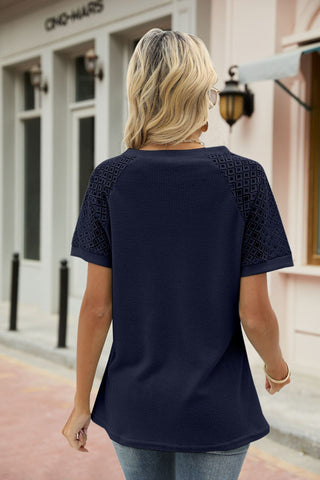 T-shirt Ample Elégant Couleur Unie Manches Courtes Col V