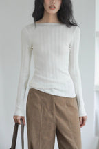 Semi-Sheer Unique Fitted Knit Top