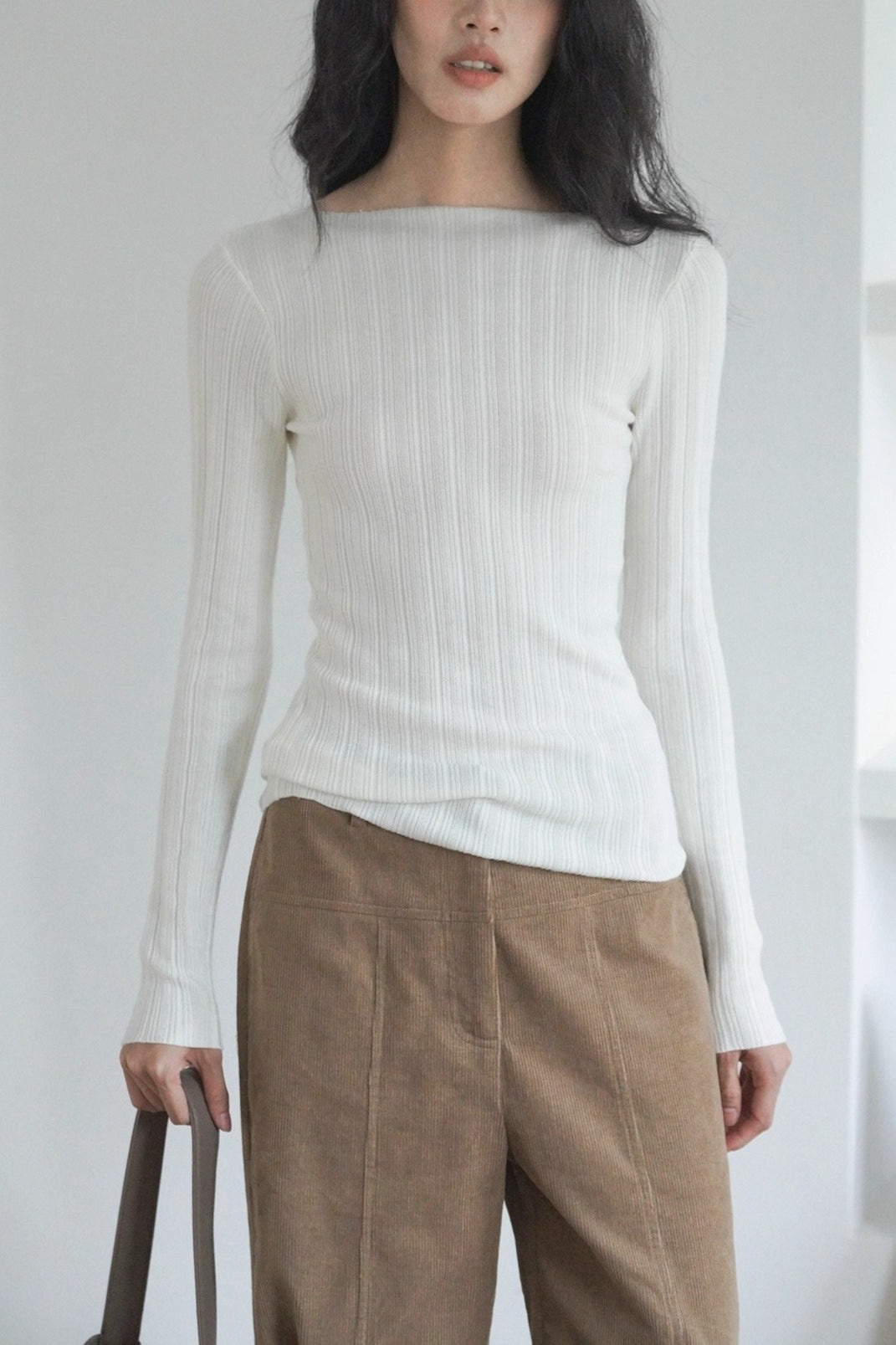 Semi-Sheer Unique Fitted Knit Top