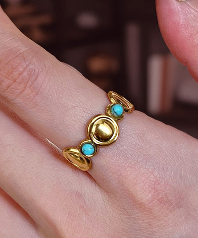 Boho Gold Sterling Silber Overgilt Türkis Edelstein Ring Dreiteiliger Ring 