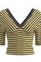 Casual Color Block Stripe V Neck Blouse