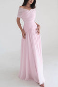 Pink Soft Elegant Cross Maxi Dress