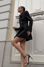 Elegant V-Neck Long Sleeve Fitted Waist Blazer