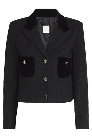 Splicing Metal Button Velvet Blazer