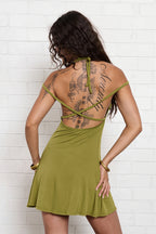 Cami Cutout Back Tie Ruched Mini Dress