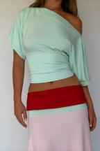 One Shoulder Cropped Fitted Blouse