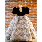 Vestido de niña de las flores para comunión, fiesta de cumpleaños, vintage, floral, esponjoso, princesa. 