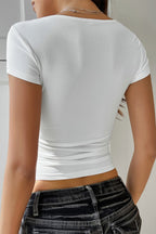 Elegant Lace Splicing Cropped T-shirt