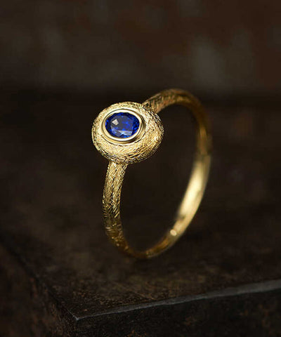 Vintage Royal Blau Alte Dharma Gold Zirkon Kristall Ringe 