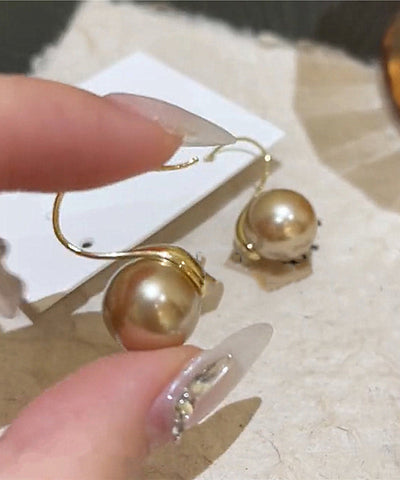 Stylish Champagne Stainless Steel Alloy Pearl Stud Earrings