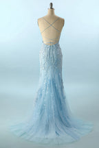 Meerjungfrauen-Abendkleid, langes, rückenfreies Ballkleid