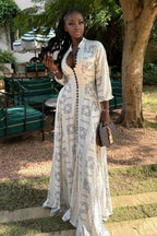 Casual Stand Collar Button Maxi Dress