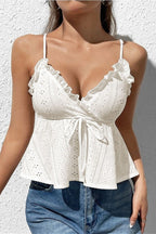Casual Ruffle Lace Trim Cami Top