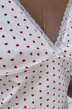 V Neck Heart Polka Dot Cami Top