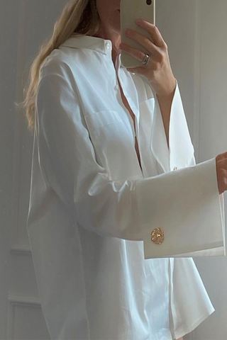 Lässige Blusen mit Street-Taschen und Knöpfen und Umlegekragen 