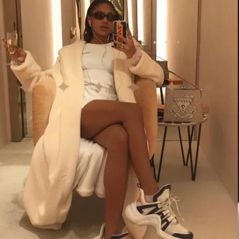 TARUXY Faux Kaninchen Fell Lange Mäntel Für Frauen Schlank Mode Winter Warme Jacke Straße Elegante Temperament Strickjacke Damen 2023 Neue 