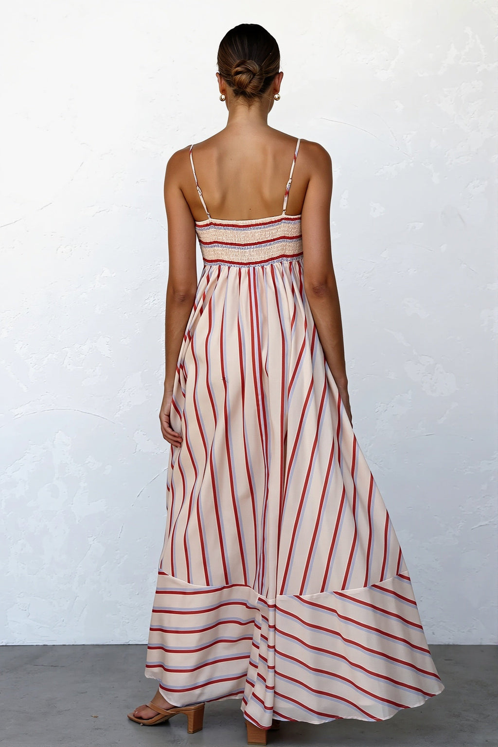 Striped High Waist Swing Cami Boho Dress