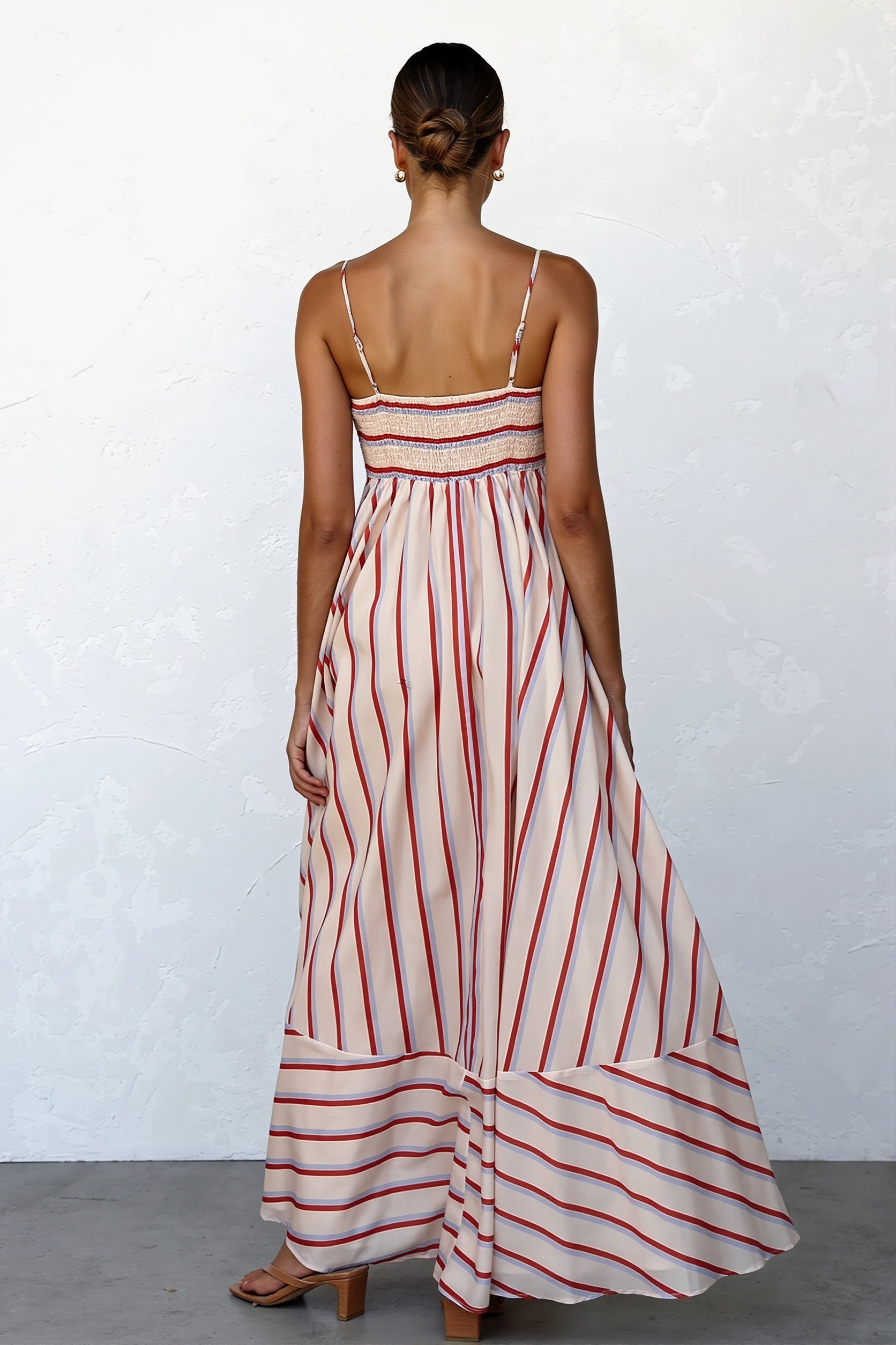 Striped High Waist Swing Cami Boho Dress