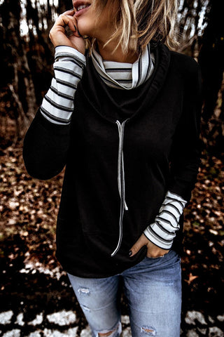 Tops de cuello alto con parches sólidos casuales de moda 