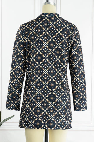Lässiger Print Patchwork Knöpfe Umlegekragen Oberbekleidung (9 Farben) 