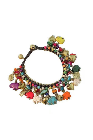Pulsera trenzada retro de elefante 