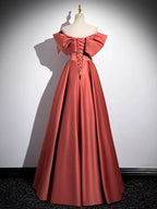 A-Linien-Ballkleid, schulterfrei, langes Satin-Abendkleid, formelles Kleid