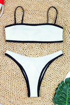 Chic Black White Tweed Style Bikini Sets