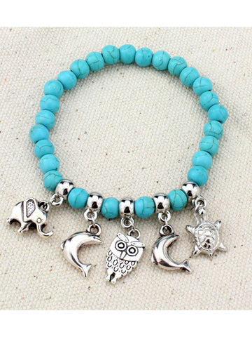 Pulsera de cruz de elefante de moda turquesa 
