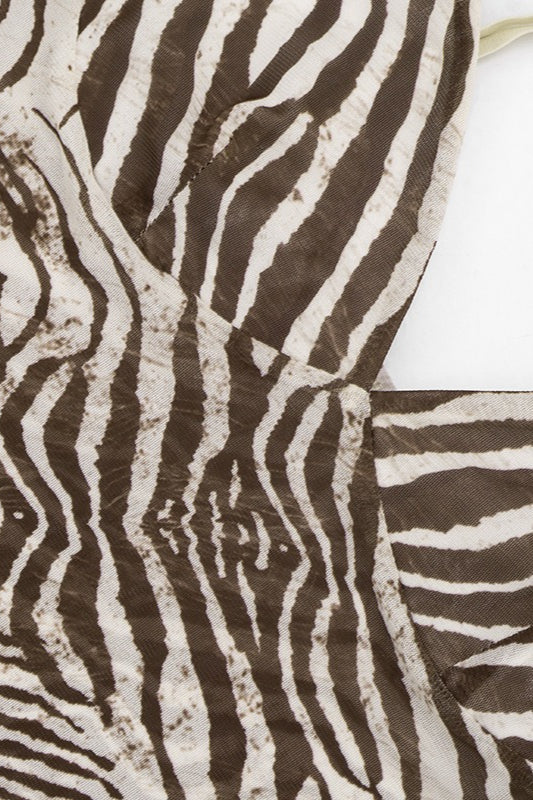 Zebra Print Mesh V Neck Cami Top