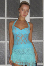 Lace Splice Sexy Halter Top