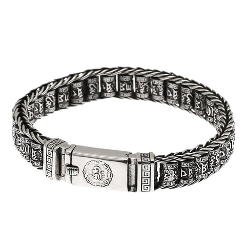 Pulsera de plata de ley con ruedas de oración y mantras budistas 