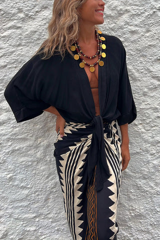 Blusa relajada de satén con lazo delantero Summer Mood 