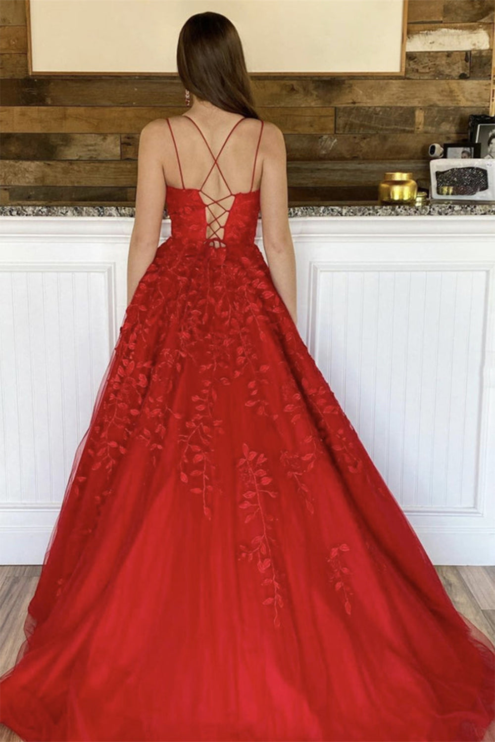 Princess Spaghetti Straps Prom Dress