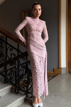 Floral Lace Cutout Sash Elegant Maxi Dress