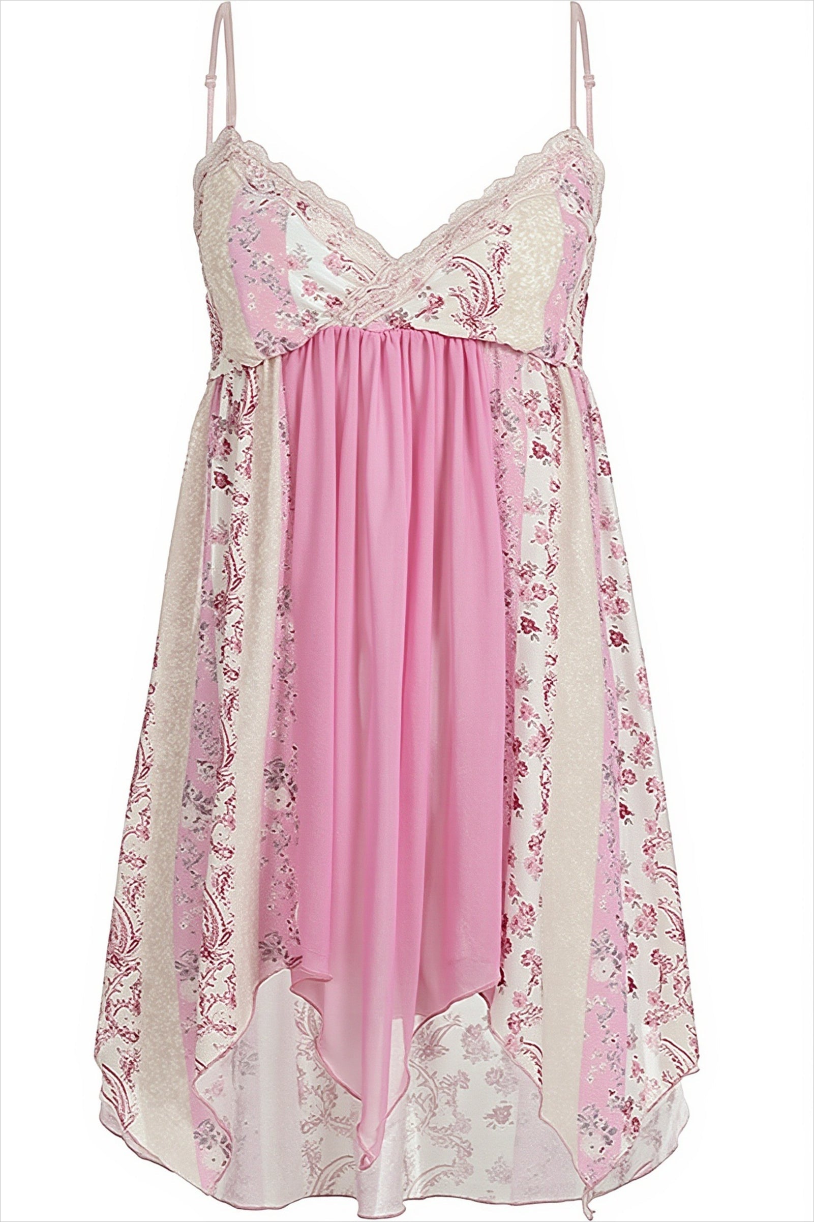 Floral Lace Patchwork V‑Neck Cami Top