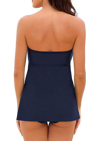 Neckholder- oder trägerloses Bandeau-Tankini-Set in Schwarz 