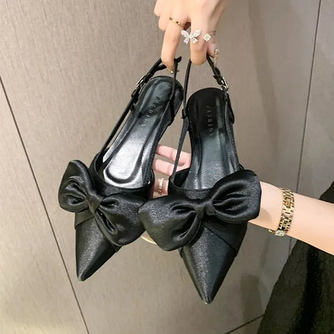 Bow Sexy Flats Sandals Women Shallow Dress Shoes Summer Casual Walking Women Shoes 2024 Designer Party Cozy Ladies Zapatillas