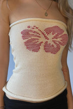 Jacquard Floral Tube Knit Blouse