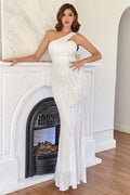 One Shoulder Sequins Mermaid Prom Dress