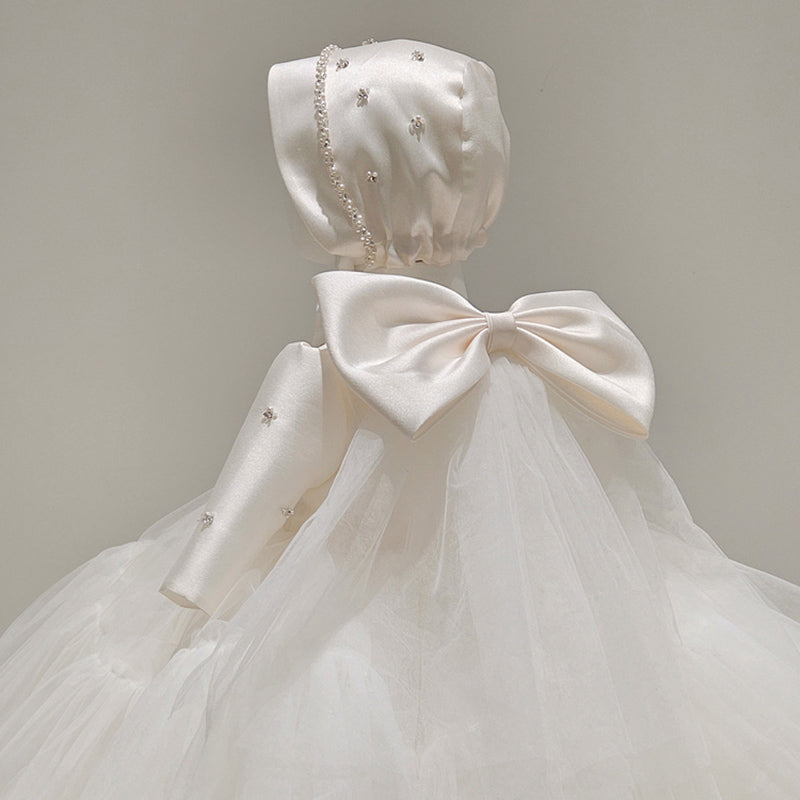 Elegantes Baby-Kommunionkleid, Mädchen-Festkleid